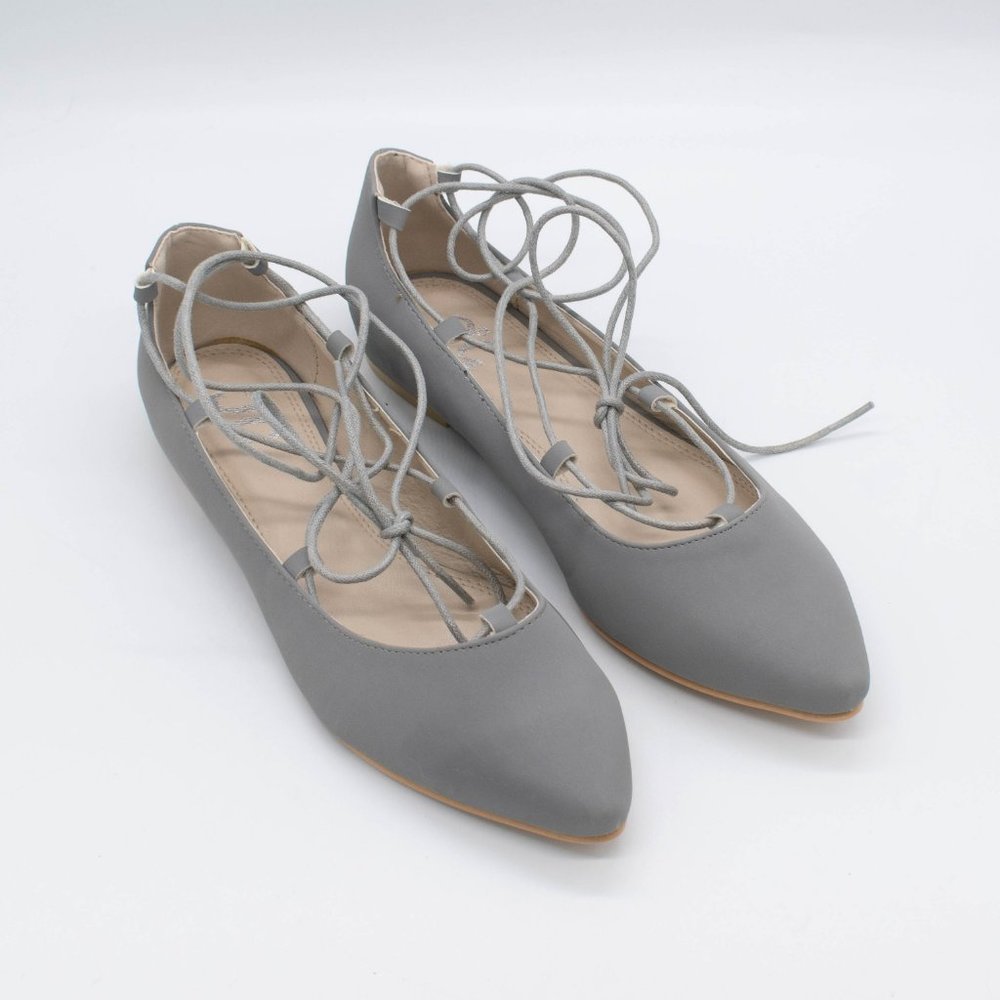 Journee Collection Fiona Women's Lace-Up Ballet Flats - Picture 2 of 8